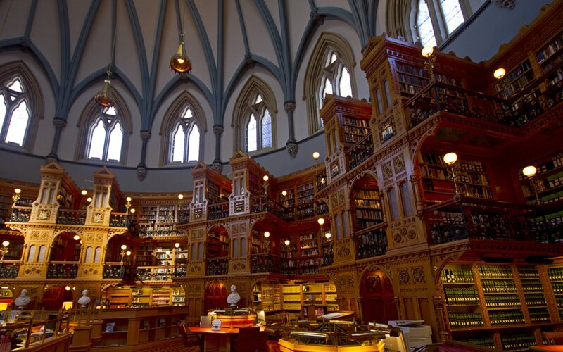 Ornate Library Interior — Brown, Grand