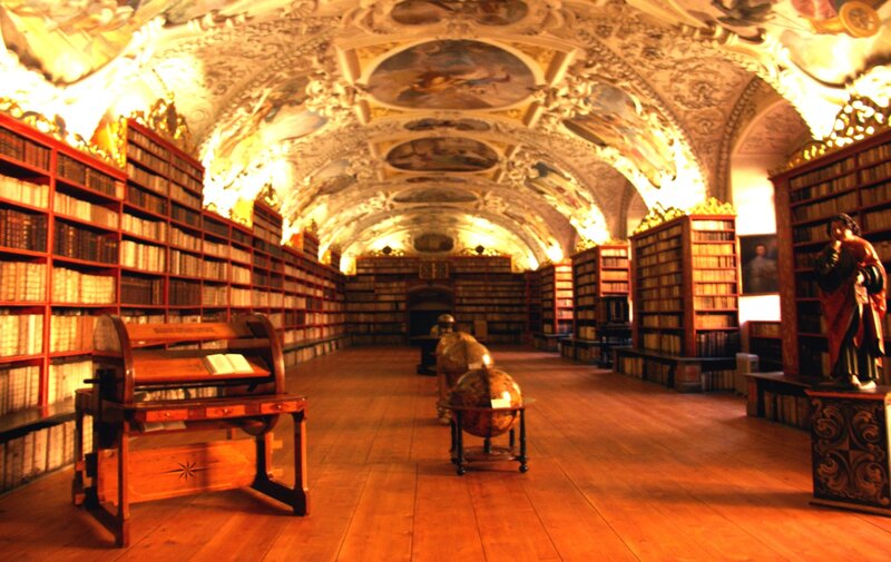 Ornate Library Interior — Brown