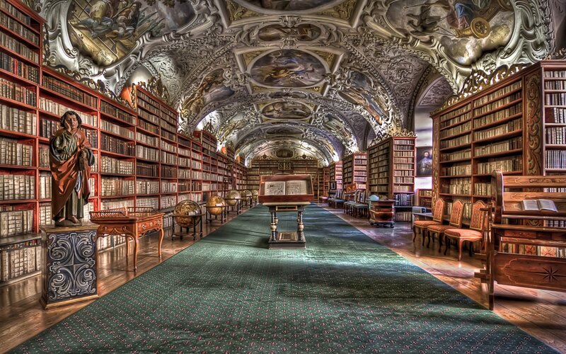 Ornate Library Interior — Green