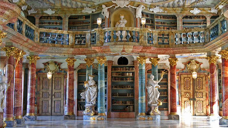 Ornate Library Interior — White