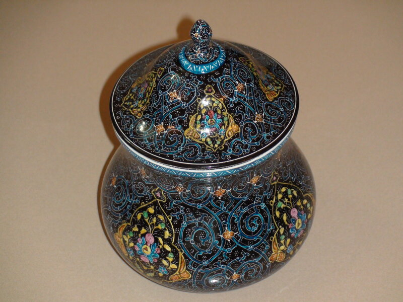 ornate lidded ceramic jar