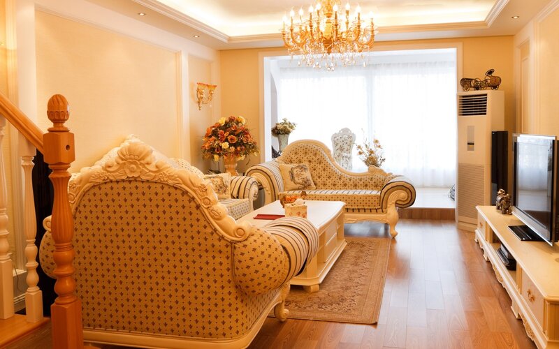Ornate Living Room Furniture — Beige, Elegant, Afternoon