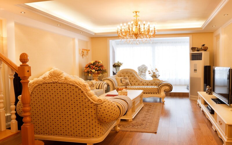 Ornate Living Room Furniture — Beige