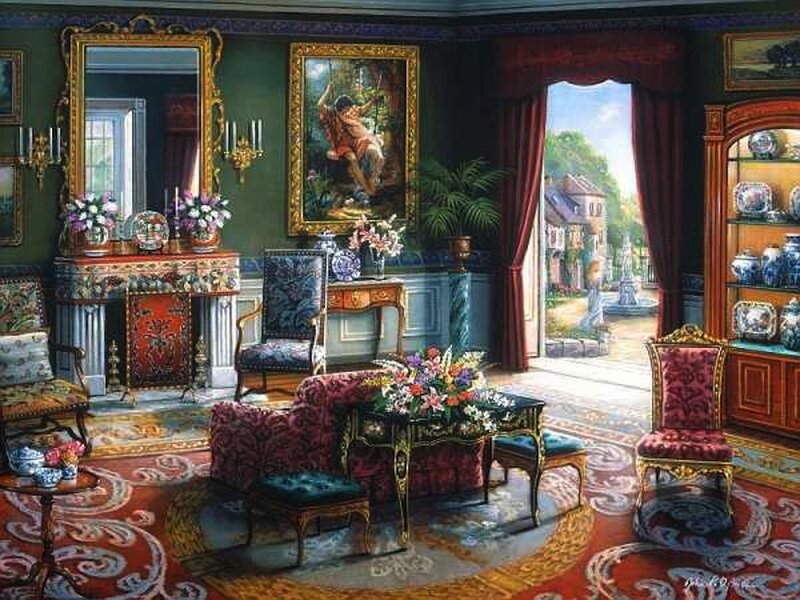 Ornate Living Room — Green