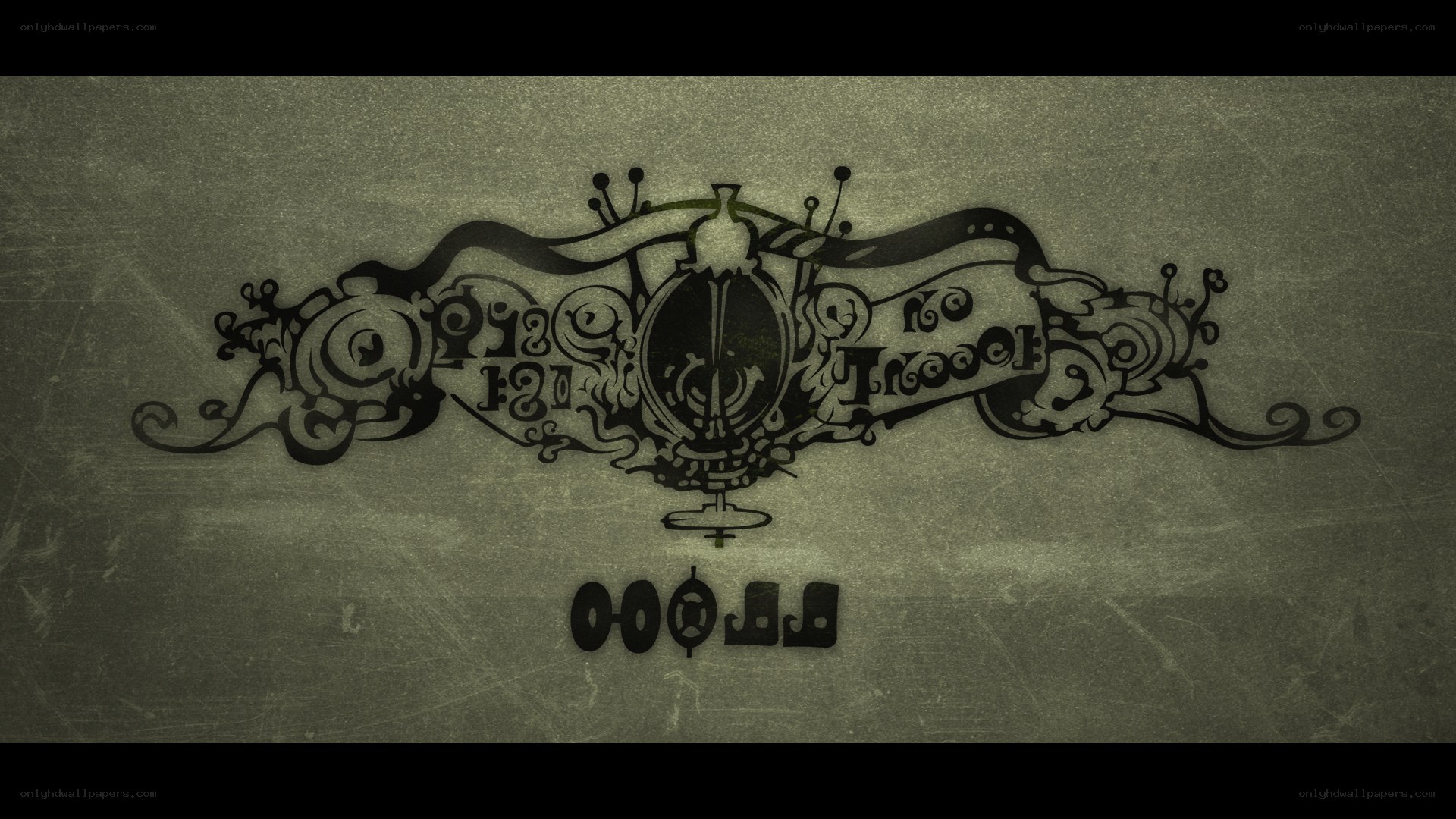 ornate logo design on textured background
