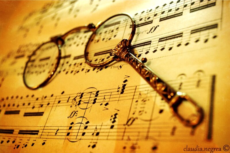 Ornate Lorgnette on Sheet Music