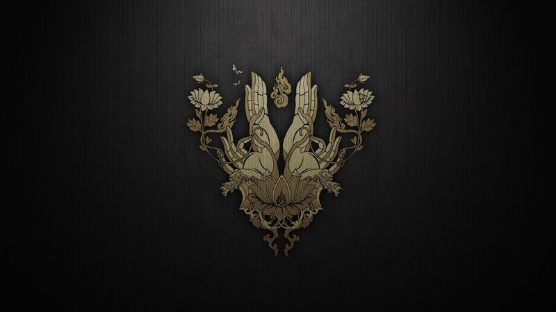 ornate lotus and hands design