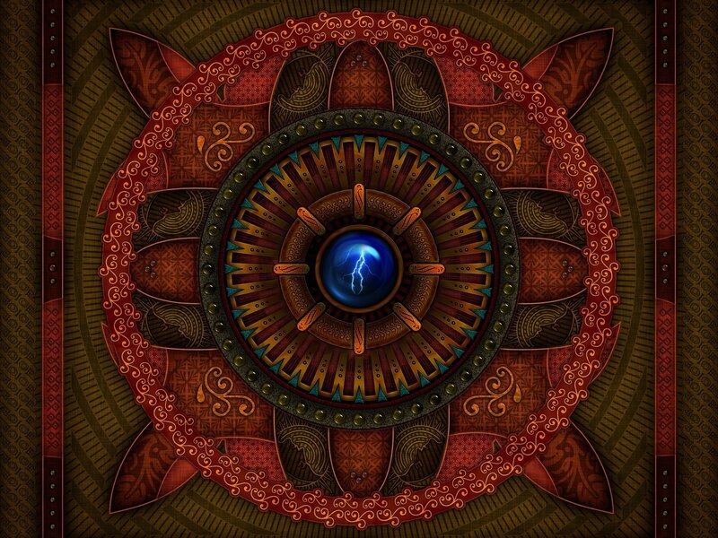Ornate mandala with lightning core