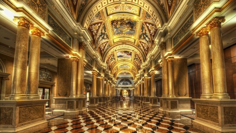 Ornate Marble Hallway — Gold
