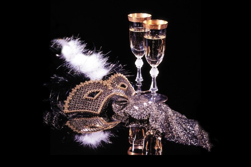 Ornate Mask and Champagne Glasses