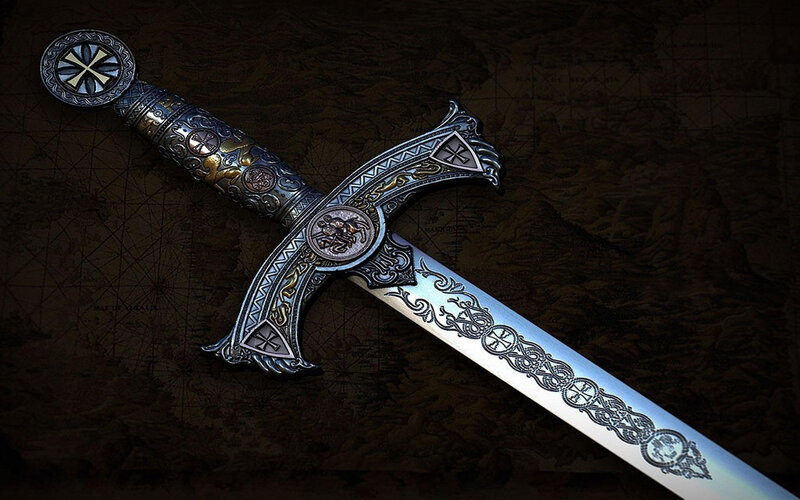 Ornate Medieval Sword — Silver