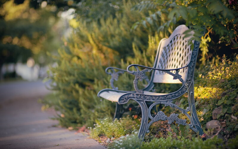 Ornate Metal Bench — Green