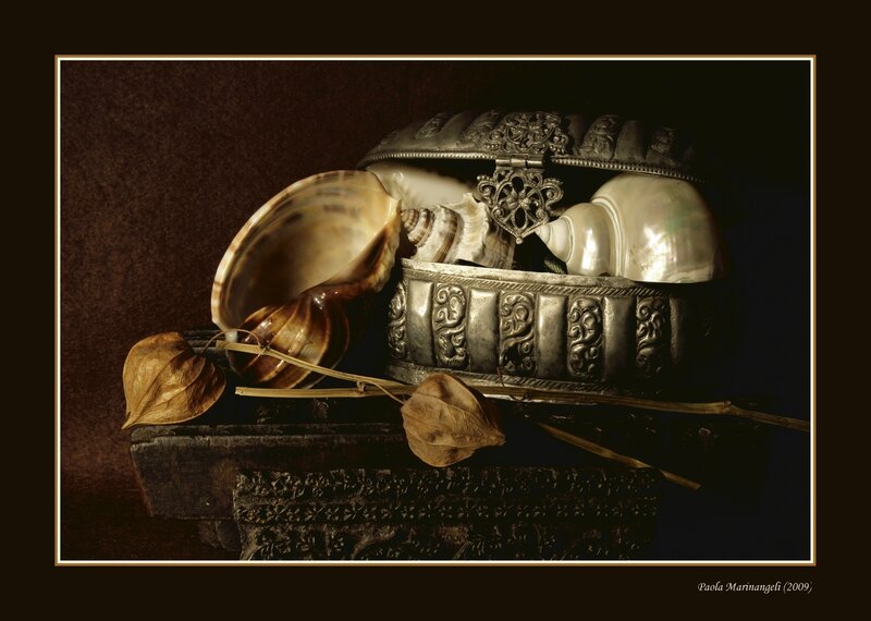 Ornate Metal Box with Shells
