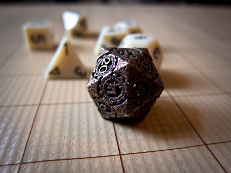 Ornate Metal D20 Die