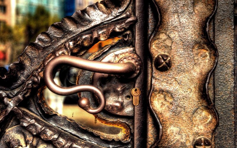 Ornate Metal Door Handle — Brown