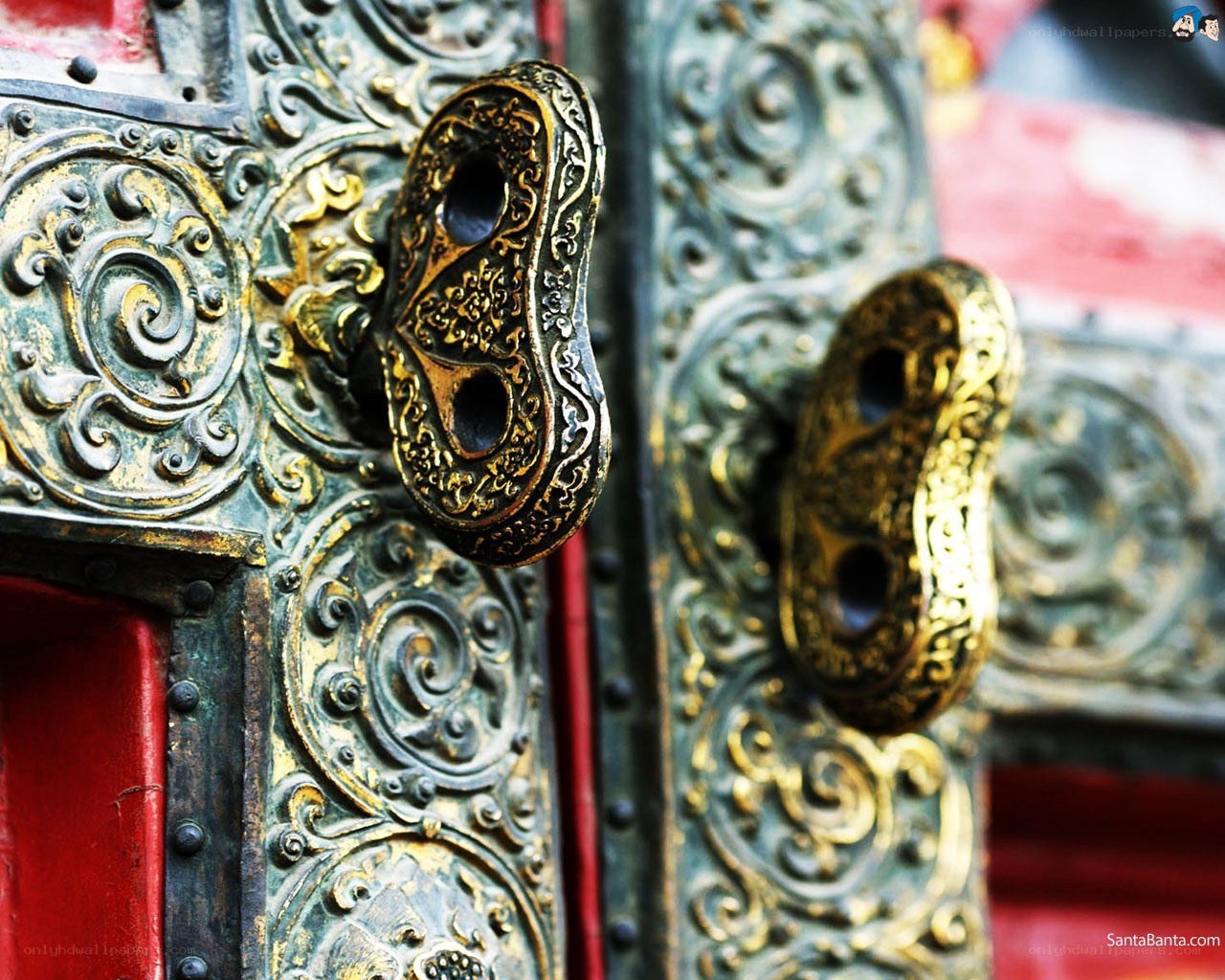 ornate metal door handles