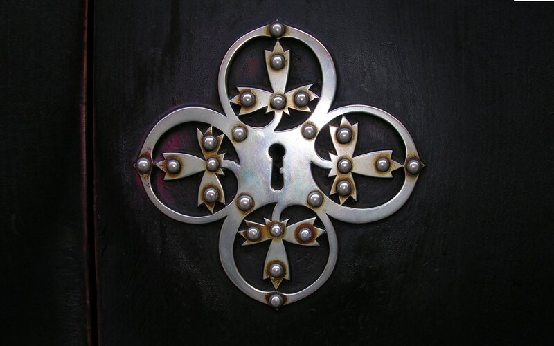 ornate metal door lock