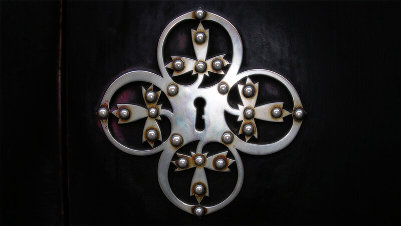 ornate metal door lock