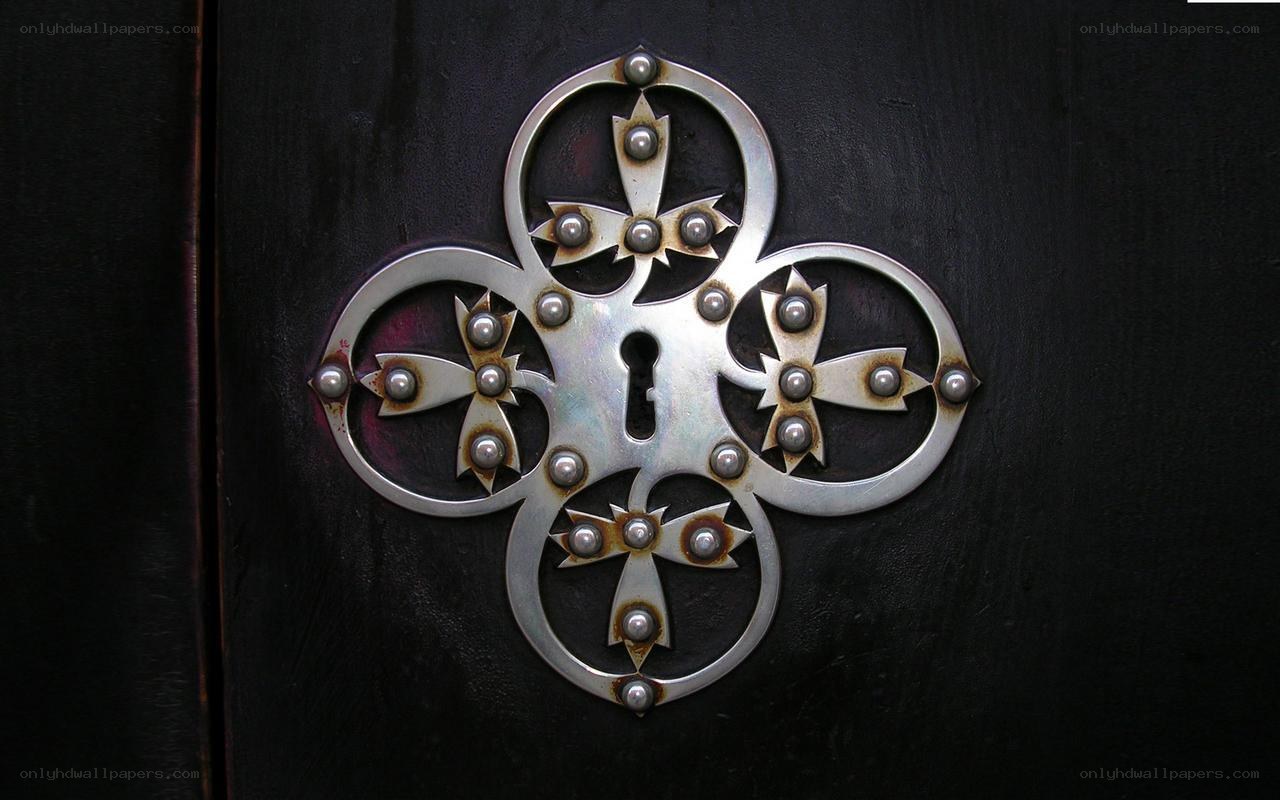 ornate metal door lock