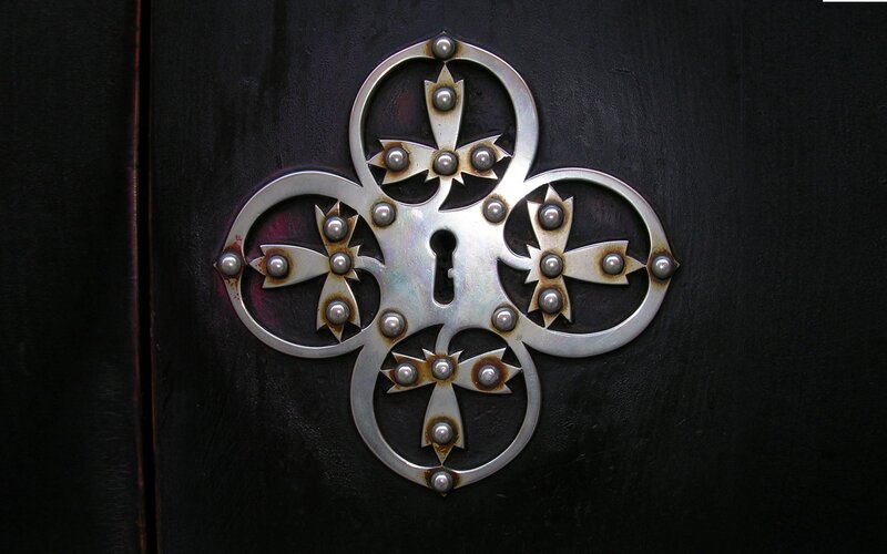 ornate metal door plate