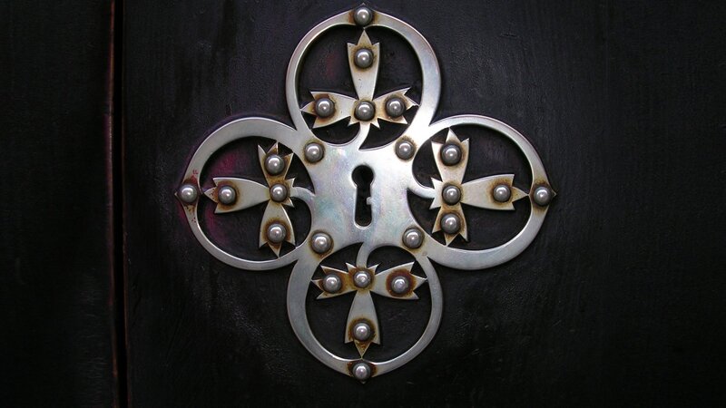 ornate metal lock plate