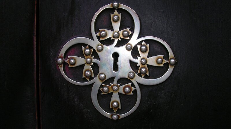 ornate metal lock plate
