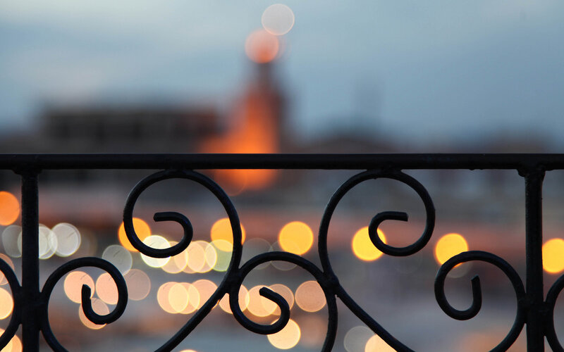 Ornate Metal Railing — Black, Serene