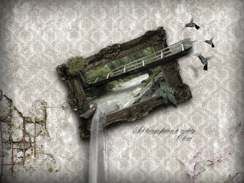 Ornate Mirror with Waterfall