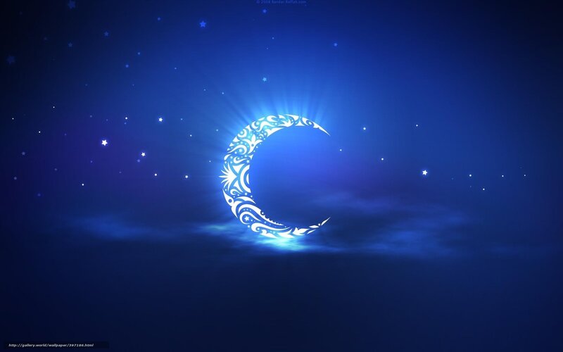 Ornate moon in starry night