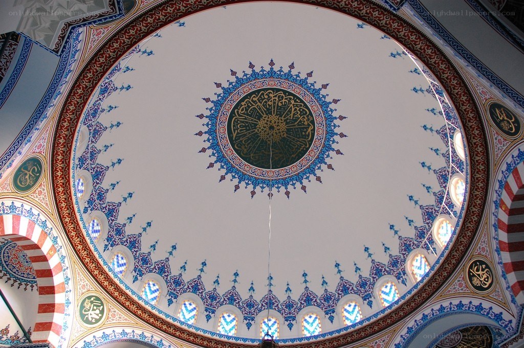 ornate mosque dome interior