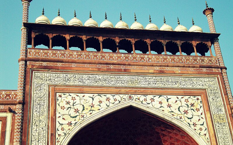 Ornate Mosque Entrance — White