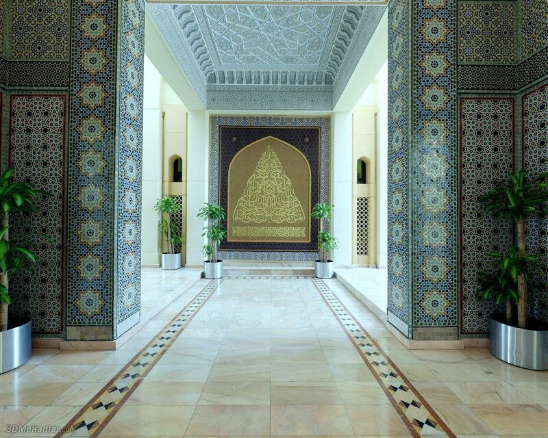 ornate mosque hallway