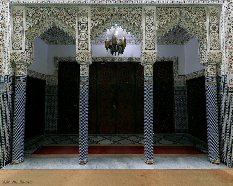 Ornate Mosque Interior — White