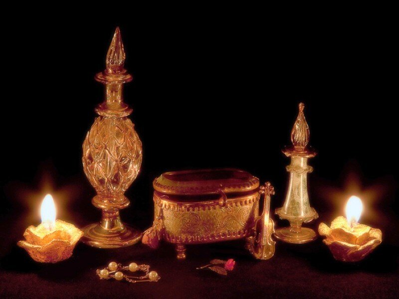 ornate objects with candles