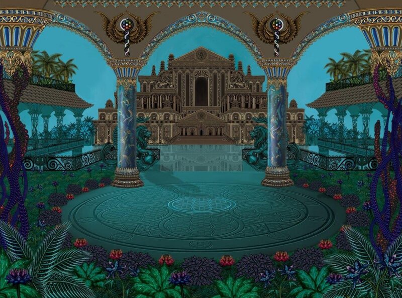 Ornate Palace Courtyard — Blue