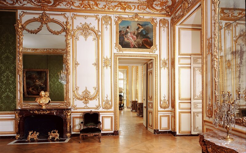 Ornate Palace Room — Gold, Opulent, Photograph, Fireplace