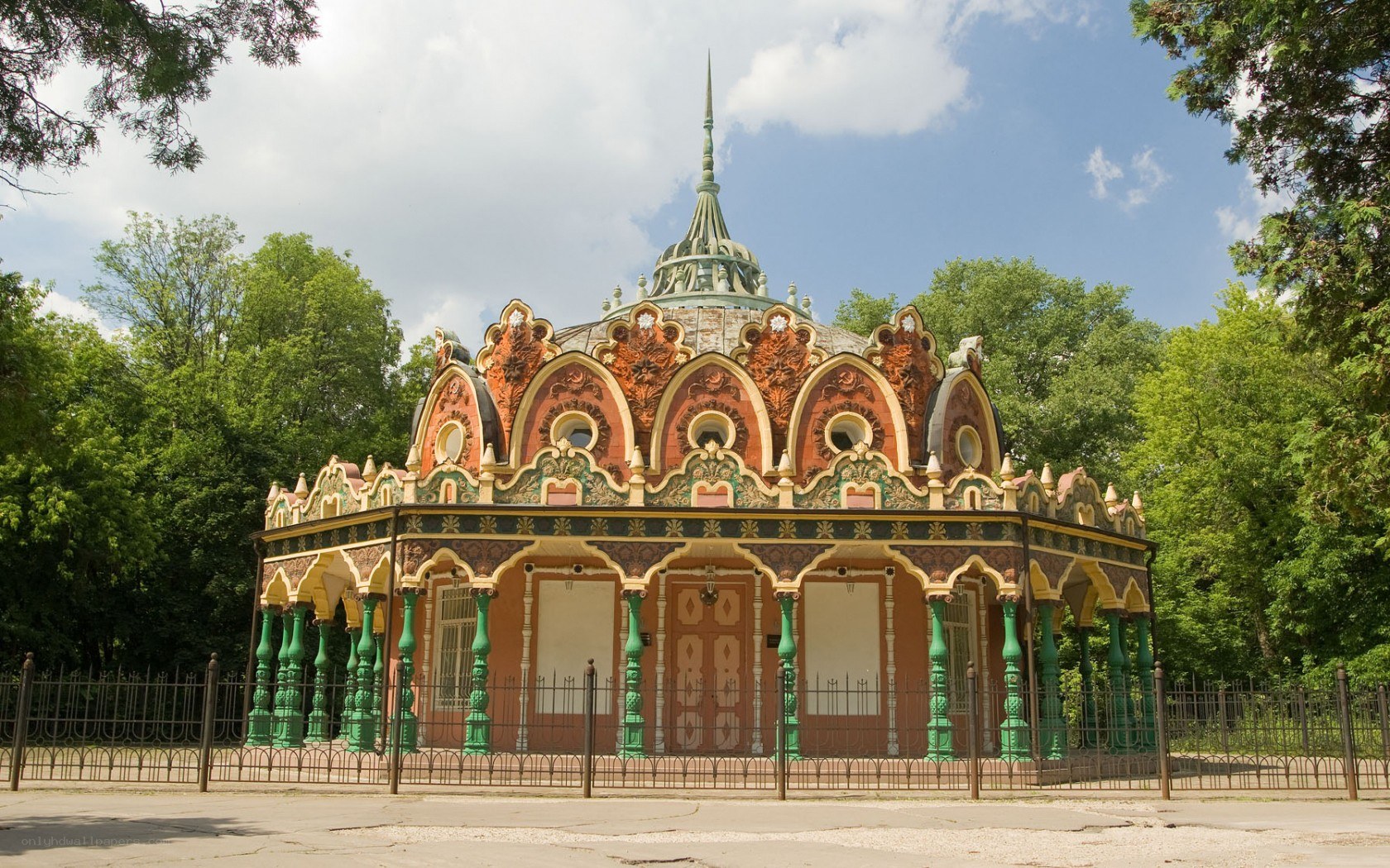 ornate pavilion in a park