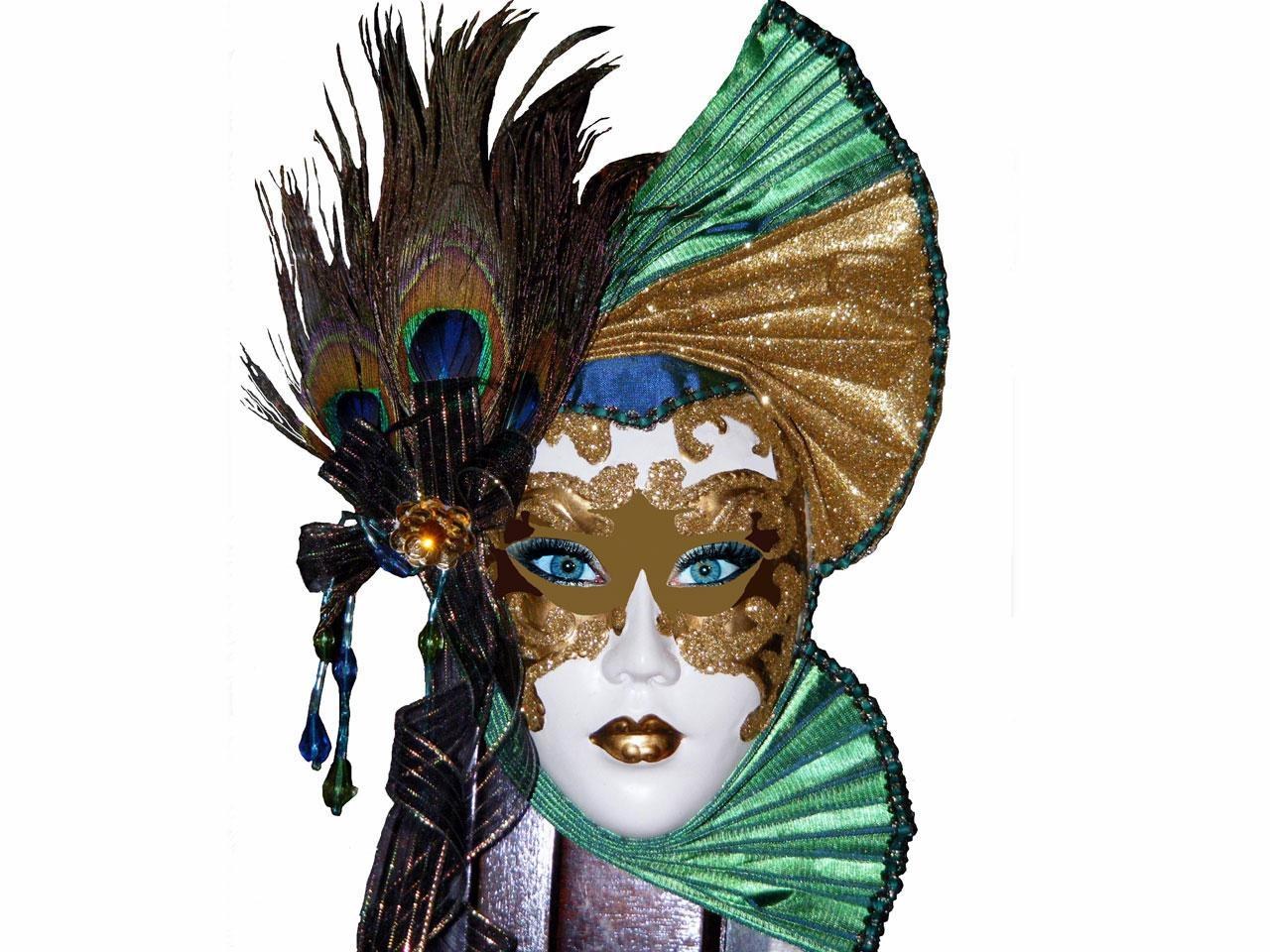 ornate peacock feather mask