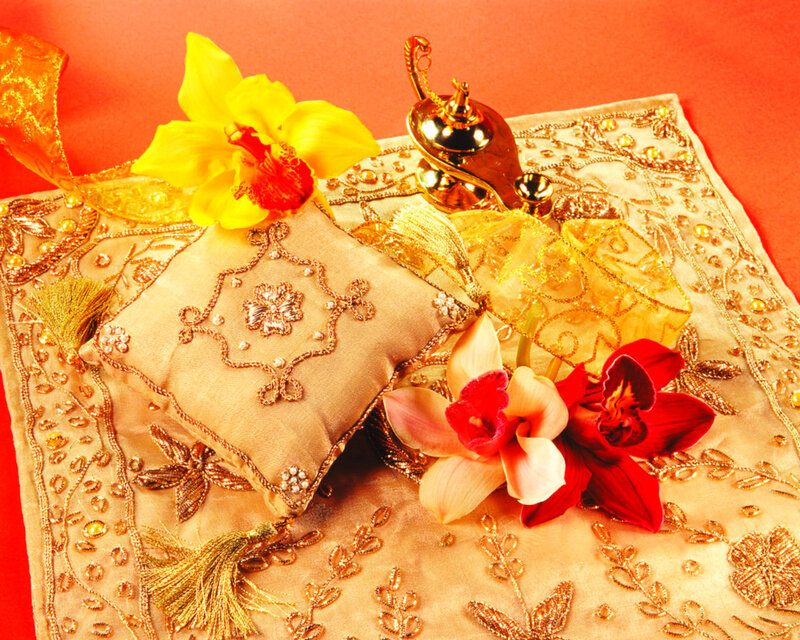 Ornate Pillow with Flowers