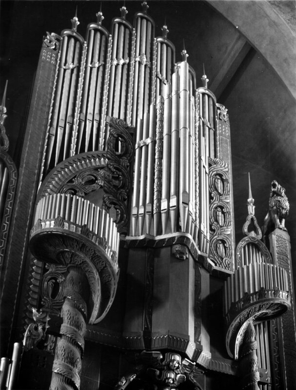 Ornate pipe organ in a church
