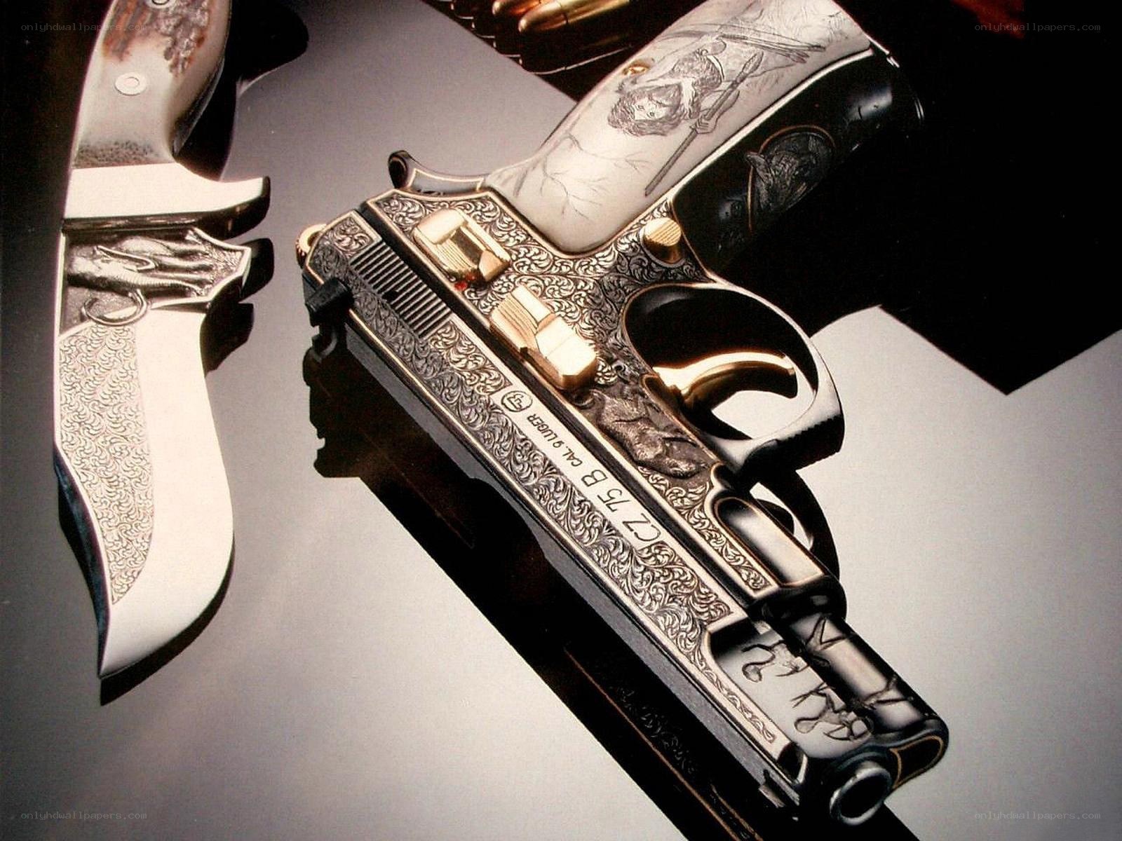 ornate pistol and knife
