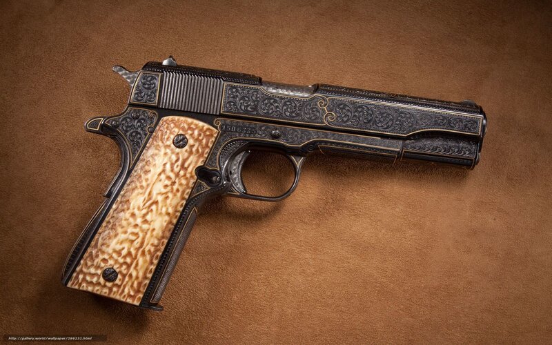 Ornate Pistol on Leather — Brown