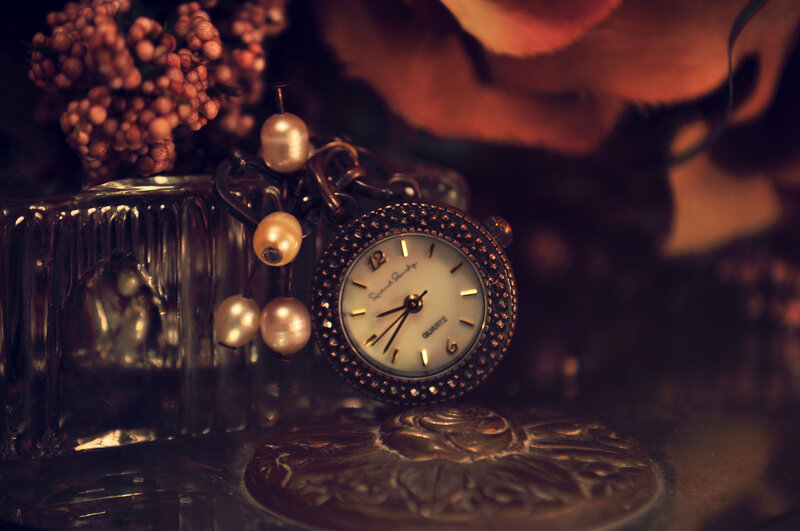 Ornate Pocket Watch — Brown