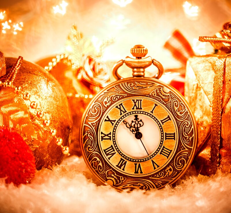 Ornate Pocket Watch — Gold, Festive