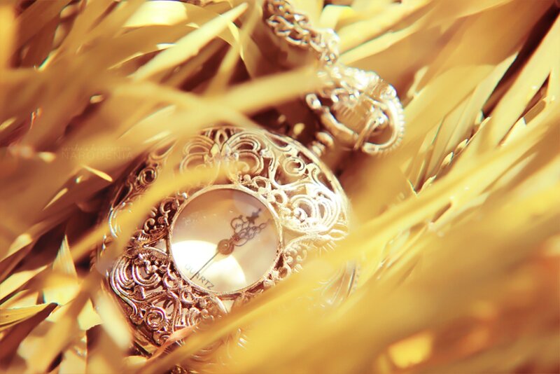 Ornate Pocket Watch — Gold, Serene, Afternoon