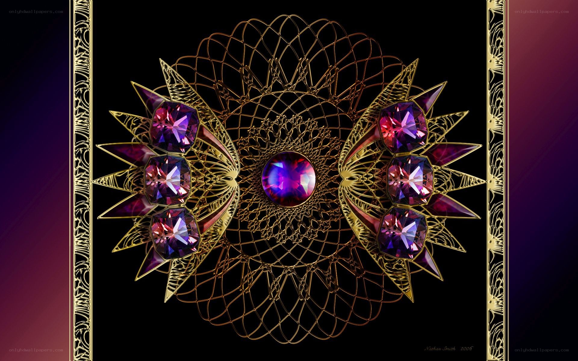 Ornate purple gem brooch