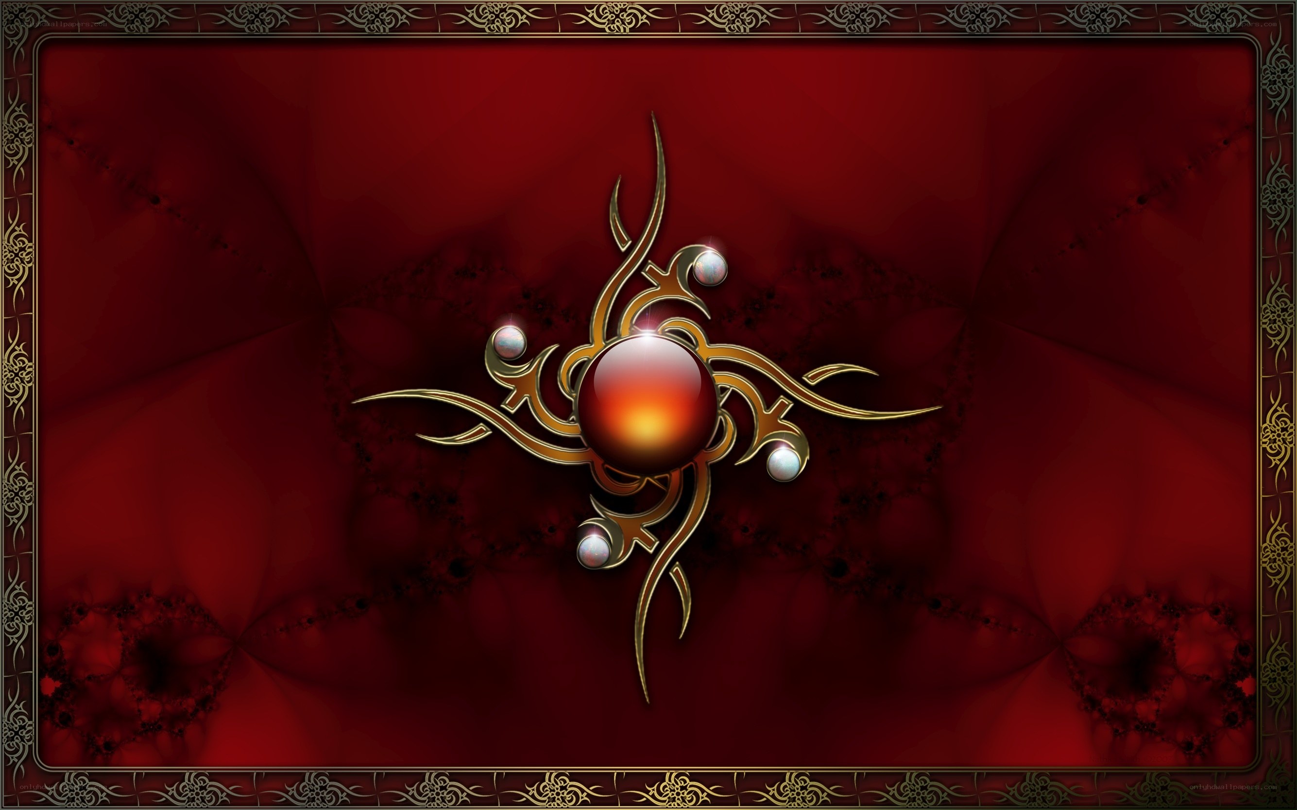 ornate red and gold emblem