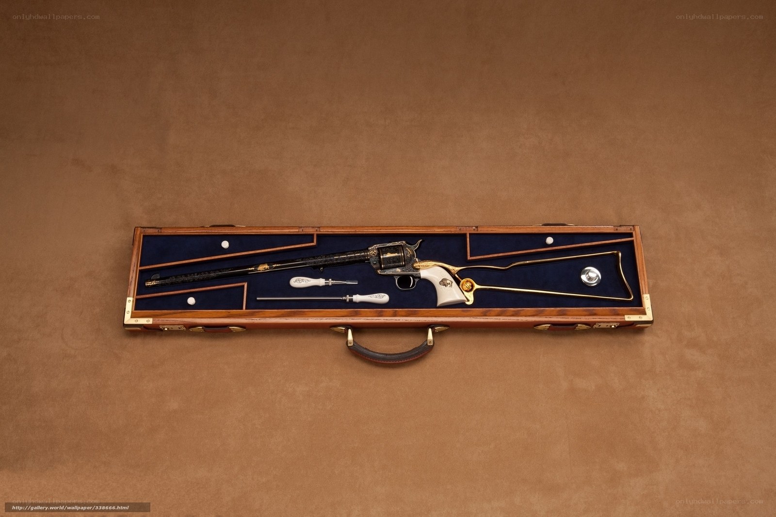 ornate revolver in display case
