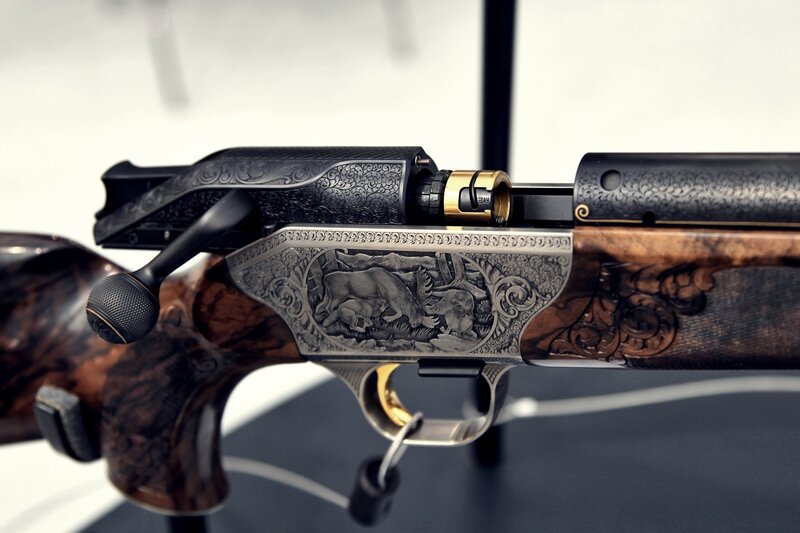 Ornate Rifle with Carvings — Brown