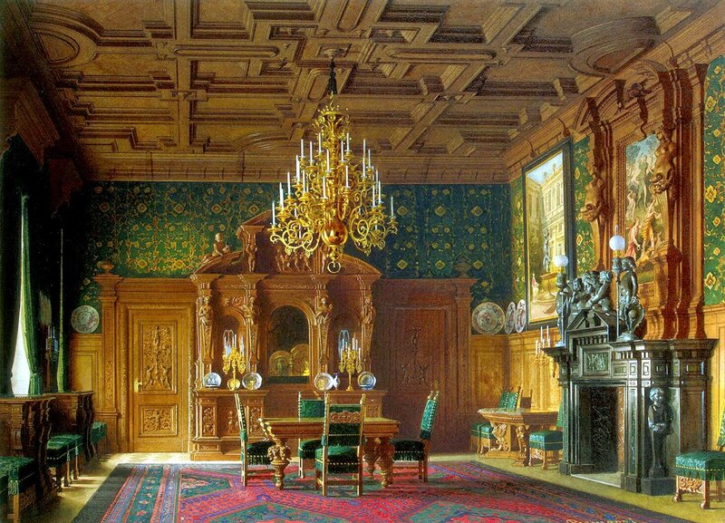 Ornate Room Interior — Green, Opulent